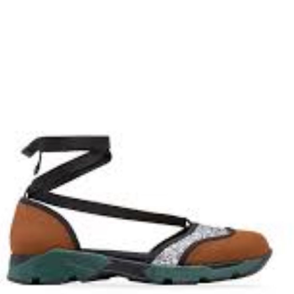 Marni Neoprene And Glitter Lace Up Mary Jane Sneakers